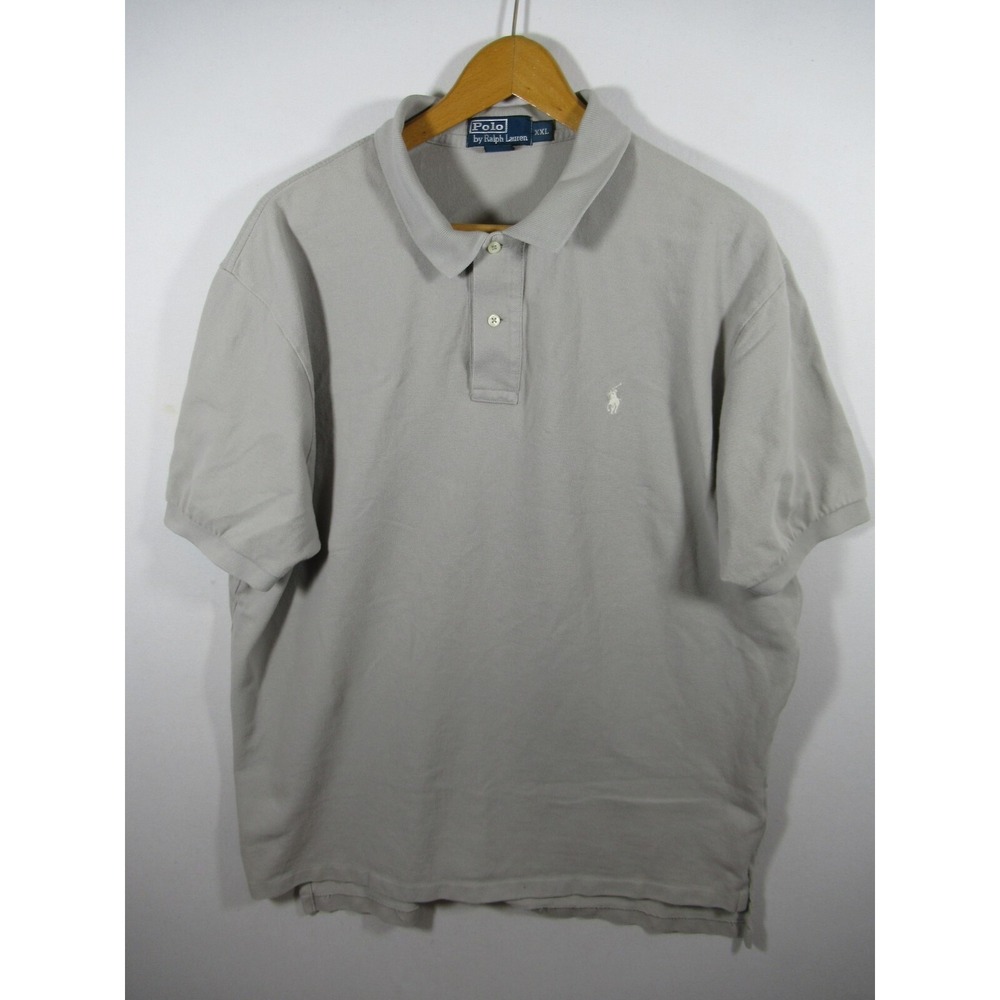 Vintage Ralph Lauren Polo Shirt Men XXL Gray Short Sleeve Cotton